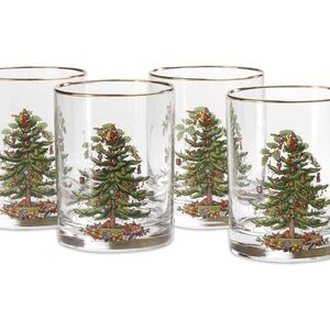 Spode Christmas Tree Double Old Fashioned Tumbler Set 4pce